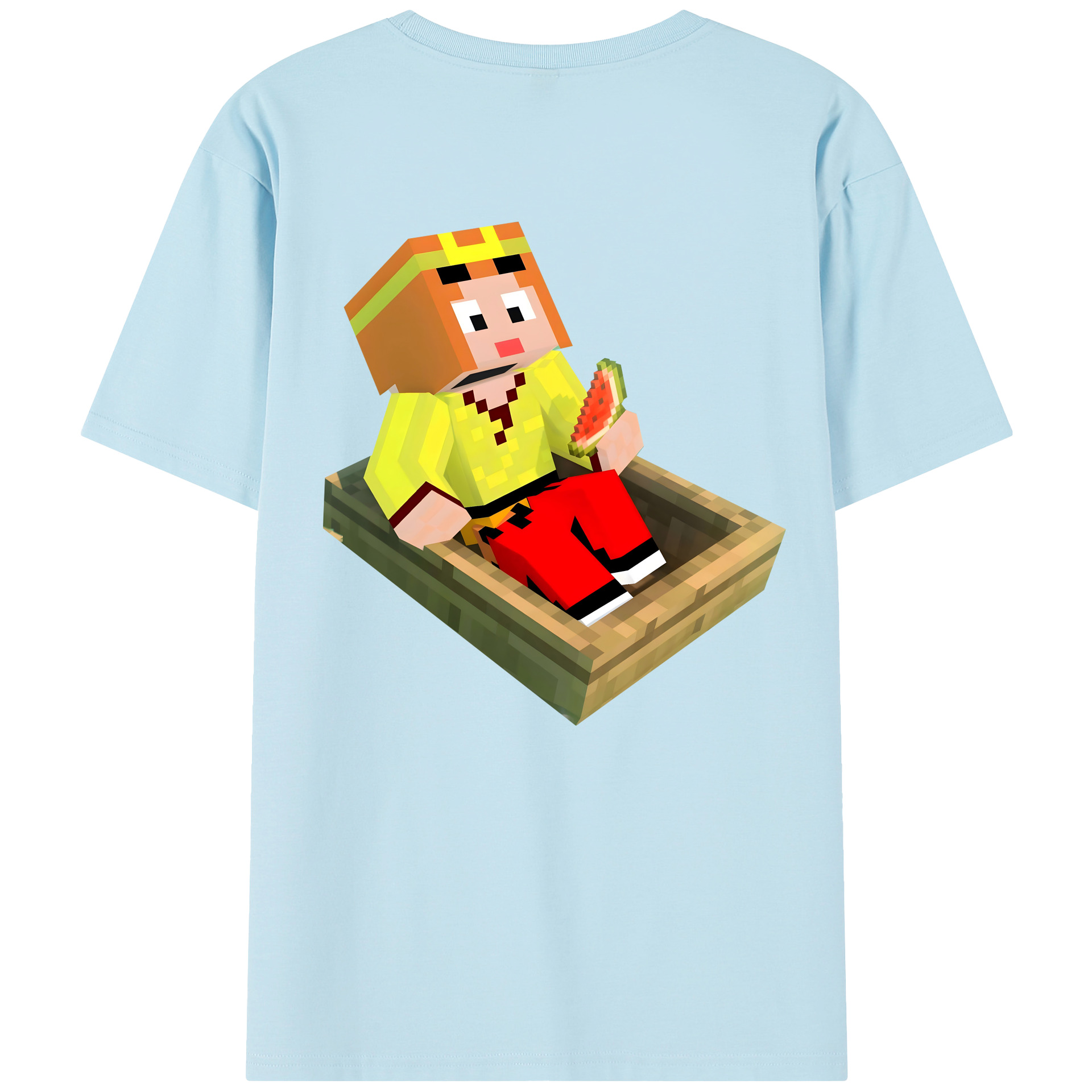 （画像用） マインクラフト ブロックの世界 Minecraft MC Block world 綿100％半袖Tシャツ（背面プリント）